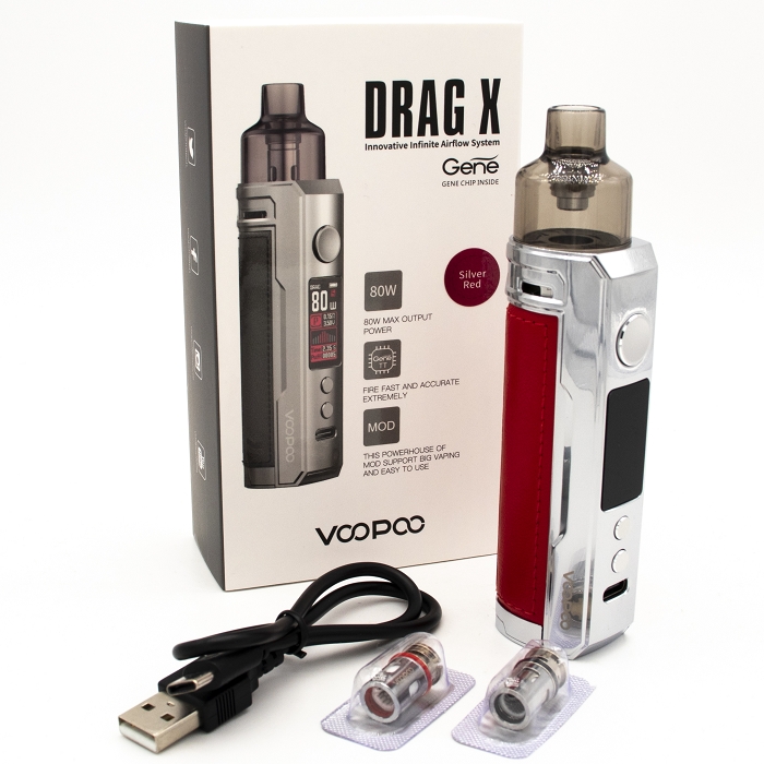 Voopoo pack kit drag x pod 80w 4.5ml classics silver red2966604_5
